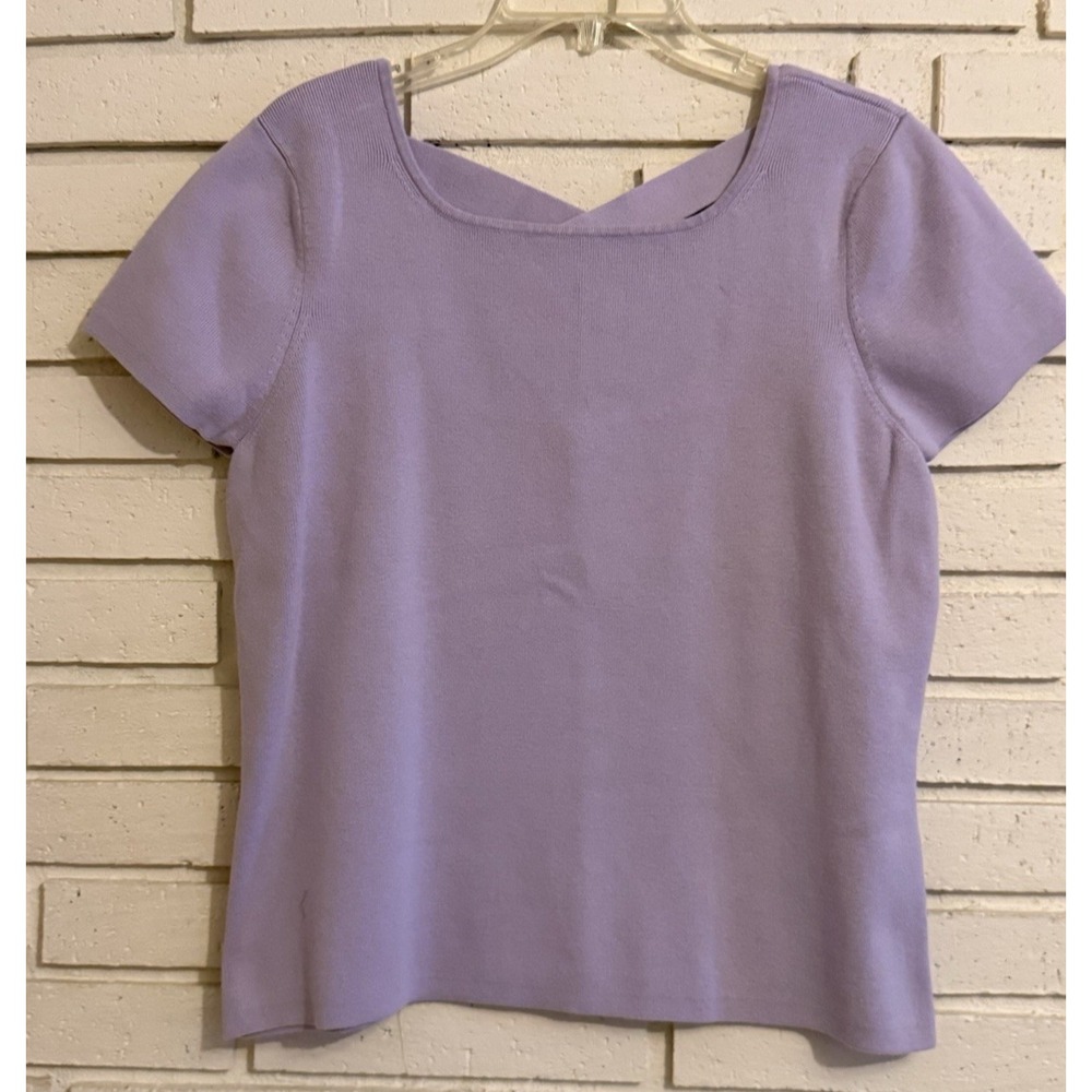 Talbots Lavender‎ Short Sleeve Sweater Size XL Cotton Blend- X Back